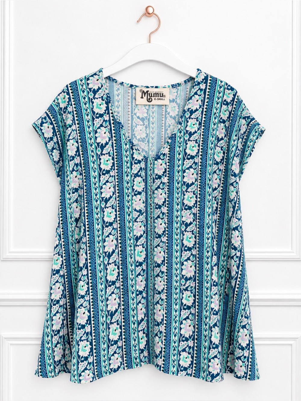 Show Me Your Mumu $128 XS Carter Floral Boho V Neck Oversized Flowy Tunic Top